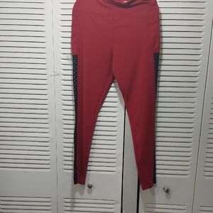 Red Leggings with Black Side Panels